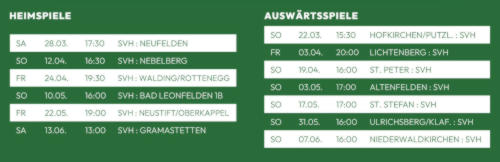 Spielplan Kampfmannschaft Frühjahr 2026